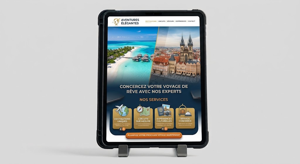 Exemple de style illustrant Solutions digitales pour agences de voyage